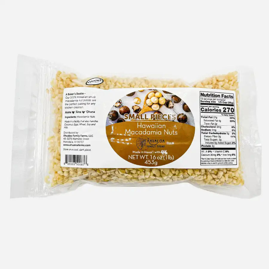 Hawaiian Macadamia Nut Small Pieces | Ahualoa Family Farms