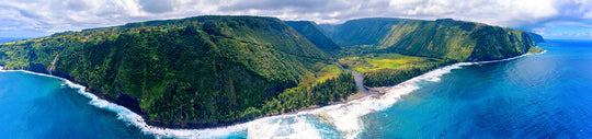 View of Waipio Valley from a overhead plane.