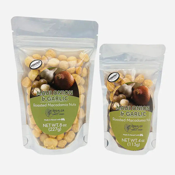 Maui Onion & Garlic Macadamia Nuts | Ahualoa Family Farms
